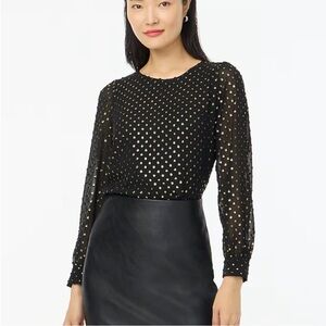 J. Crew shimmer clip-dot top XS EUC